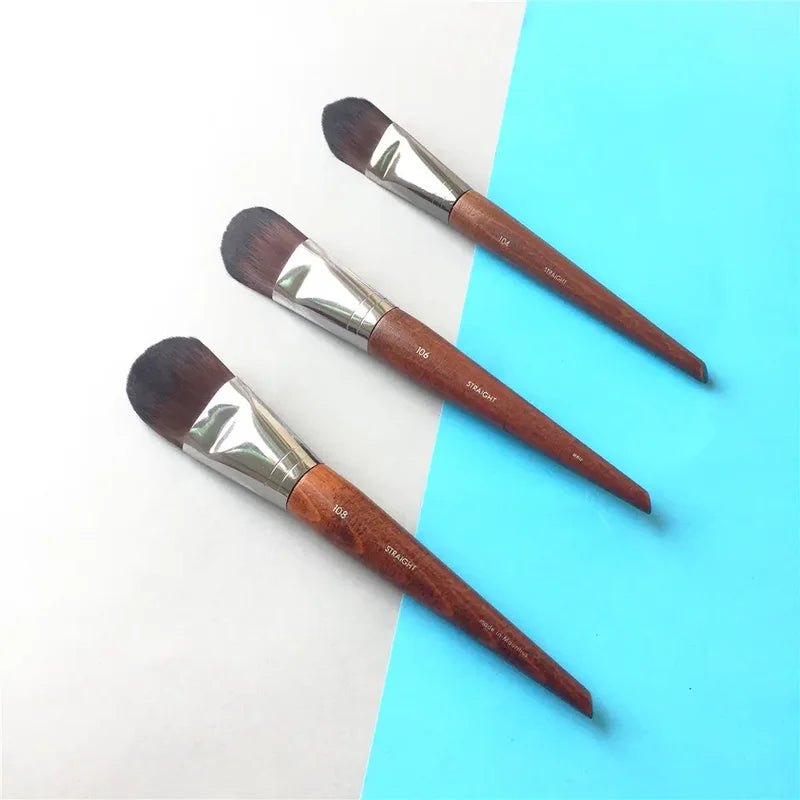 Large, Medium & Small Foundation Makeup Brushes - Tapered Liquid & Cream Applicators