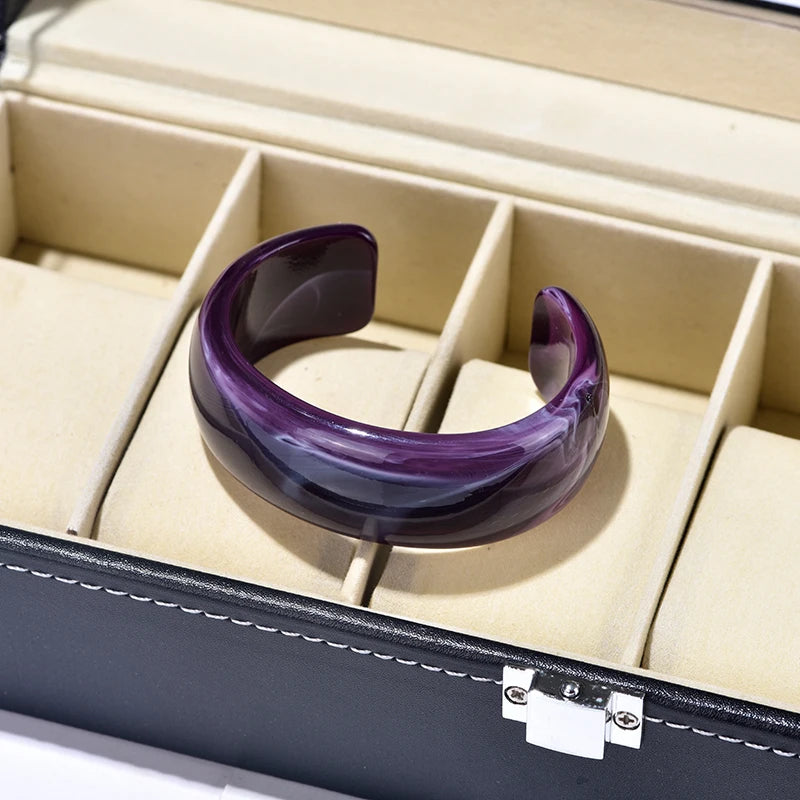 Vintage Open Wide Cuff Bracelet for Women Geometric Acrylic Jewelry
