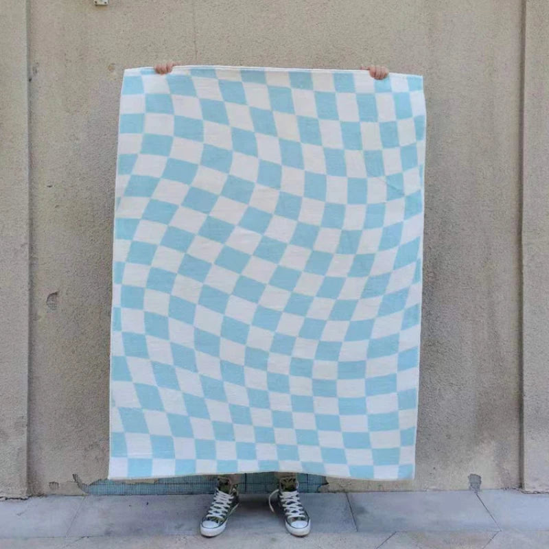 Large Area Fluffy Soft Rug - Modern Minimalist Checkerboard Carpet for Living Room & Bedroom