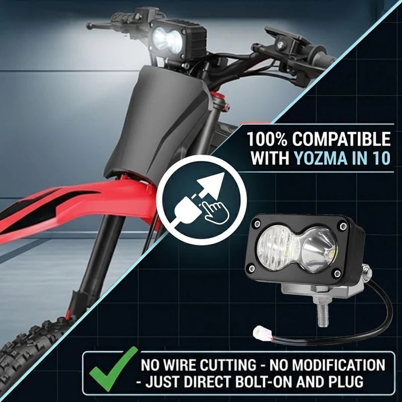 LED Headlight for Dirt Bike - 20W Waterproof Auxiliary Light for Motorcycle