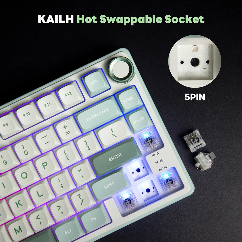 Mechanical Gaming Keyboard 80 Keys RGB Backlit Hot-Swappable PBT Keycaps