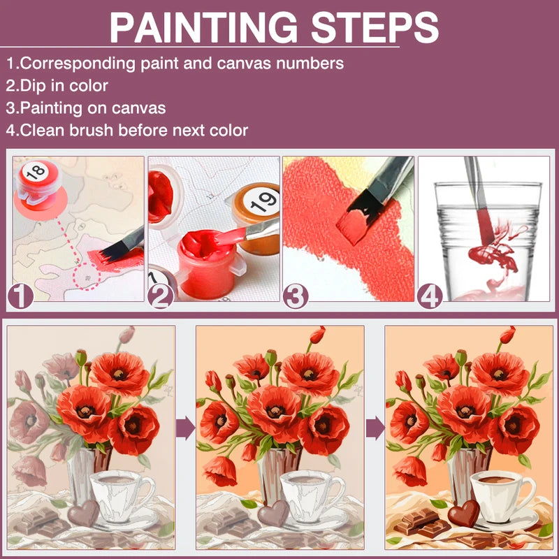 Paint By Numbers Kit Birds Flowers Animals Creative Art Set - Multiple Sizes