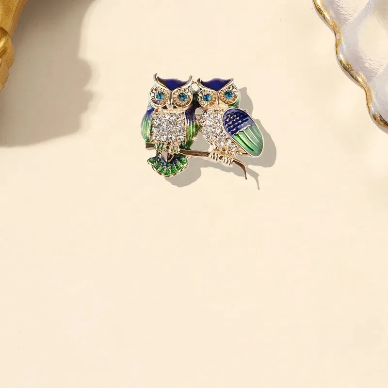 Owl Brooch Pin for Clothing Bags & Scarves - Rhinestone Animal Lapel Accessory