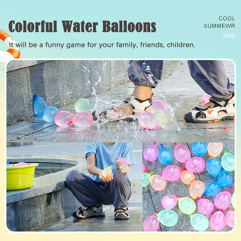 Water Balloons Set 111pcs with Rapid Injection for Kids & Adults Summer Outdoor Water Fight Toys