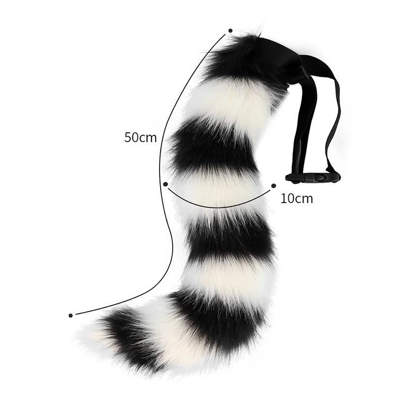 Cat Fox Plush Tail Cosplay Accessory for Role Play Halloween Kawaii Costume