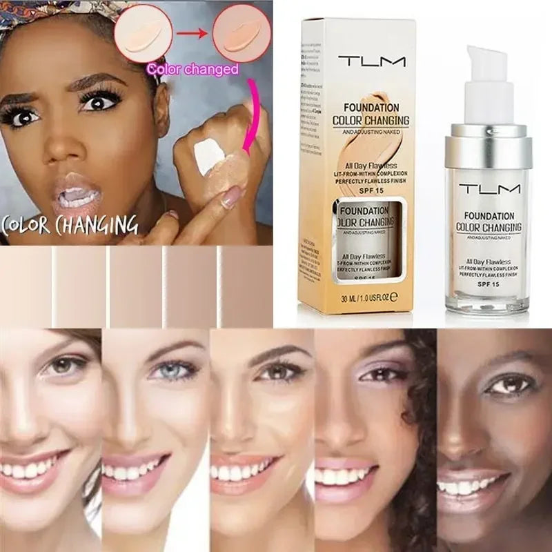 Color Changing Foundation Makeup Base 30ML Hydrating Full Cover Liquid Concealer