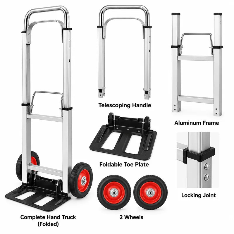 Lightweight Folding Hand Truck Dolly with Wheels — Compact Utility Cart for Moving & Travel