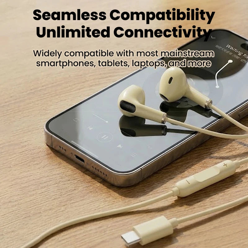Wired Headphones with Microphone and Line Control for Computers and Mobile Phones