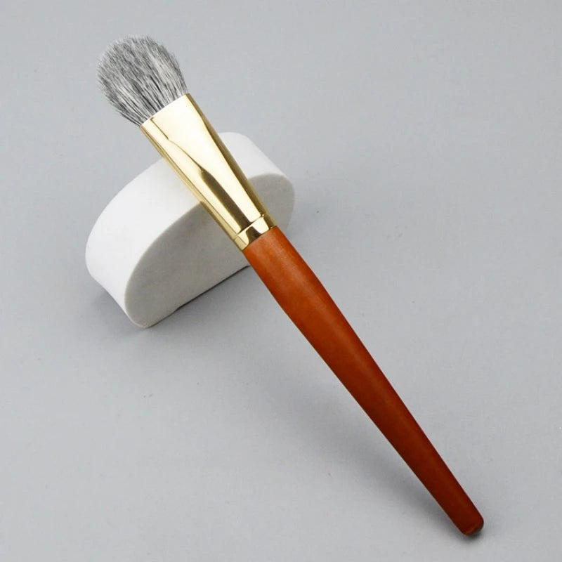 Highlighter & Blush Makeup Brush Set with Natural Goat Hair - Multiple Handle Colors