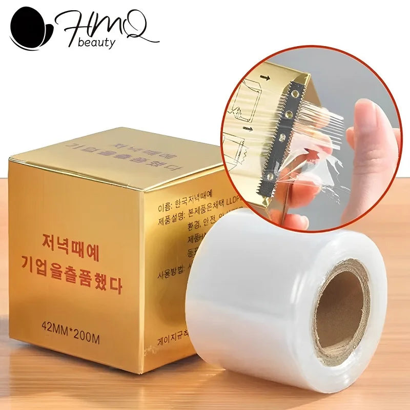 Tattoo & Microblading Plastic Wrap Film - Clear, Ivory, Gold, Black, Brown Variants, 20cm x 4.2cm x 6cm, 200m Roll