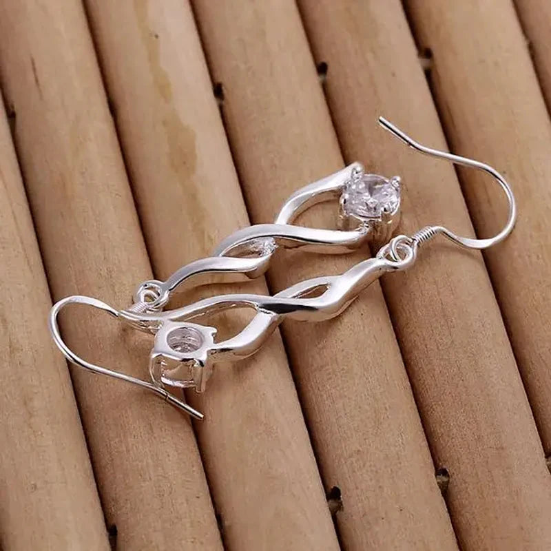 925 Sterling Silver Drop Earrings for Women - Elegant Crystal Jewelry, Christmas Gift