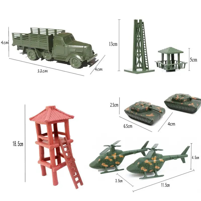 100-Piece Plastic Army Soldier Figures Set with Vehicles & Accessories for Kids