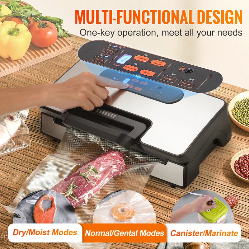 Powerful Vacuum Sealer Machine with 130W & 90Kpa Suction for Food Storage