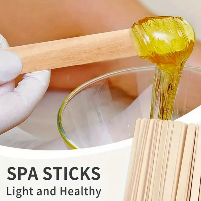 Disposable Wooden Waxing Sticks 15cm 10Pcs Multi-Purpose Wax Applicators for Hair Removal