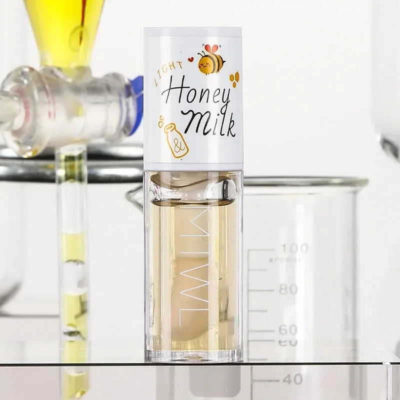 White Peach and Honey Lip Oil - Moisturizing Lip Gloss with Brush Head