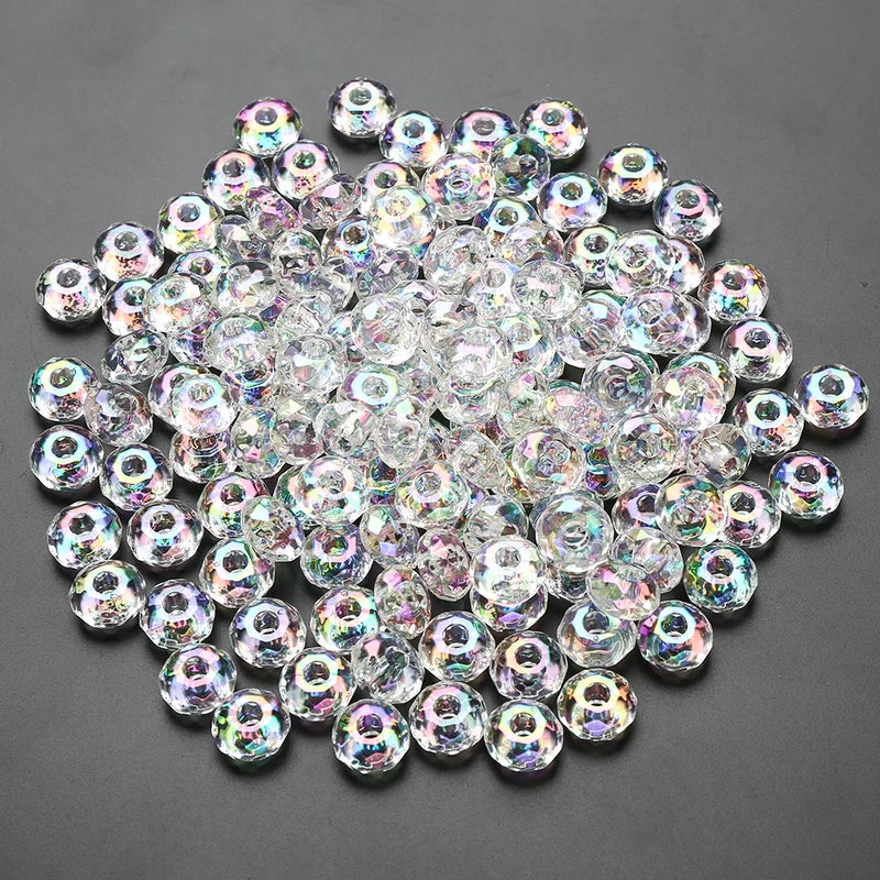 15mm Transparent Acrylic Bead Spacers - Large Hole Flat Round Loose Beads for Jewelry Making