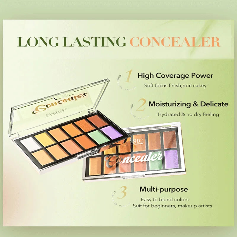 12-Color Concealer Foundation Cream Set for Acne Marks Dark Circles Full Coverage Makeup