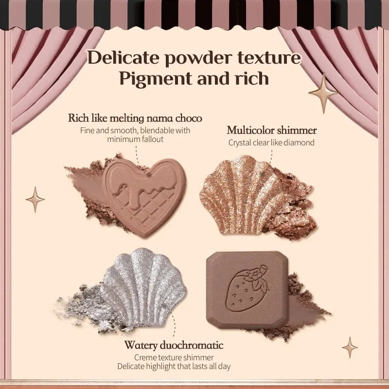 Vegan Pigmented Eyeshadow Palette with Shimmer Matte Glitter Long Lasting