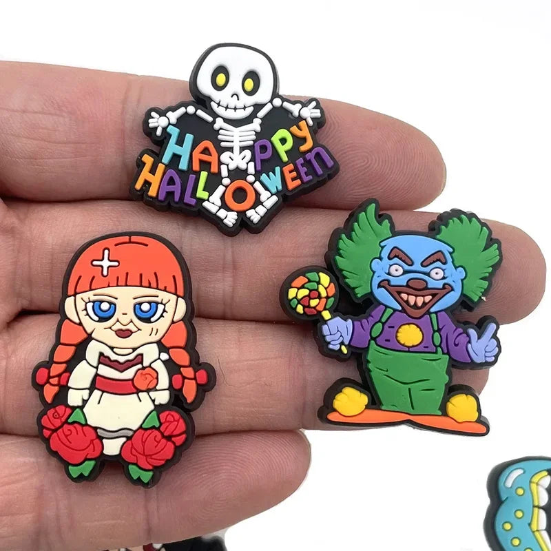 20Pcs Cartoon Halloween Shoe Charms for Kids Sandals & Clogs PVC Shoe Decorations