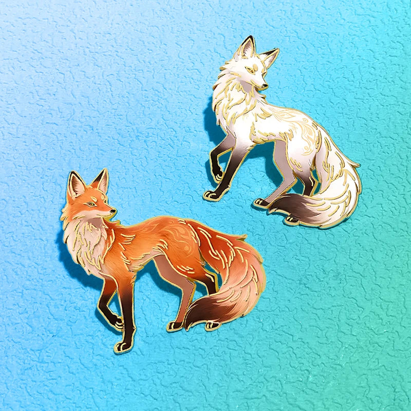 Cute Cartoon Fox Enamel Pin with 2 Design Options for Clothes Backpack Lapel Brooch Gift