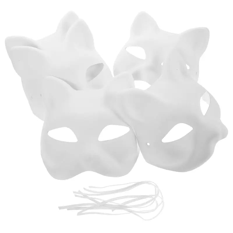 Paintable Blank Cat Mask Pack - Eco-Friendly Pulp Party Masks for Masquerade & Costume Events