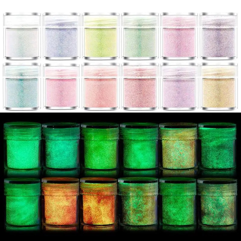 Glow Powder for Epoxy Resin Jewelry Nail Art Glitter - Luminous Pigment Set