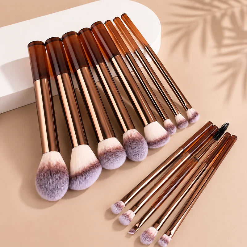 Professional Double-Ended Makeup Brush Set with Foundation, Blush, Eyeshadow & Contour Brushes