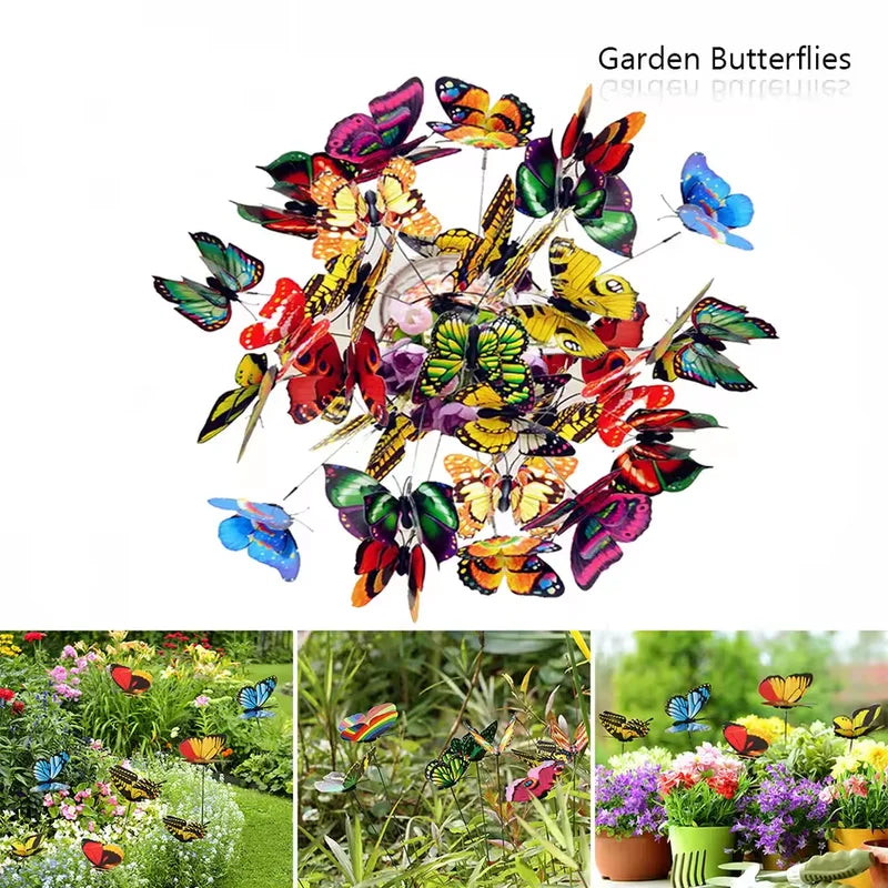 50pcs Colorful Butterfly Garden Stakes Outdoor Plant Supports 25x4cm