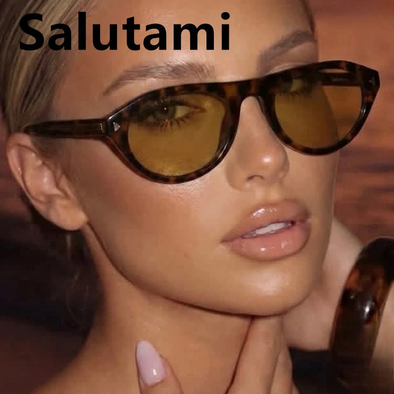 Small Cat Eye Sunglasses for Women Vintage Triangle Rivet Sun Glasses Ladies Elegant Leopard Shades