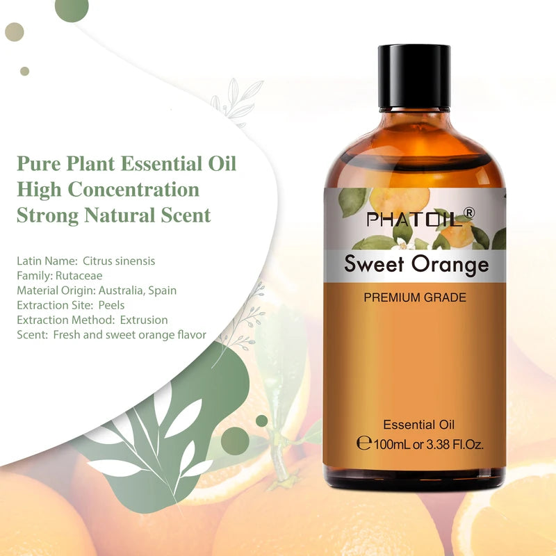 Sweet Orange Essential Oil for Diffusers & Aromatherapy, 100ml