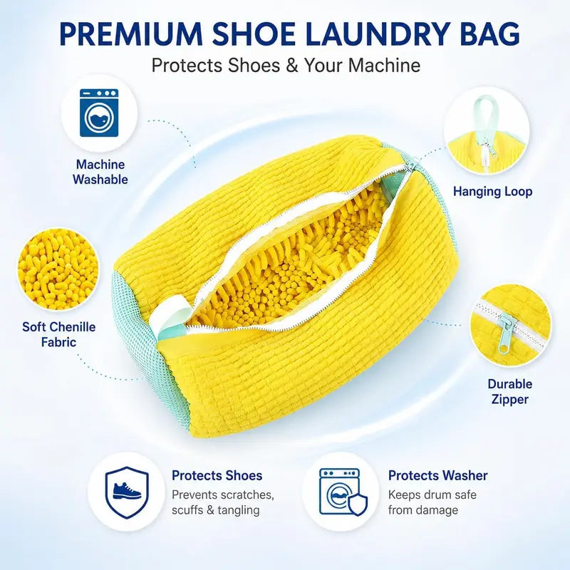 Shoe Washing Machine Bag for All Shoes - Laundry Shoe Cleaning Bag with Zipper