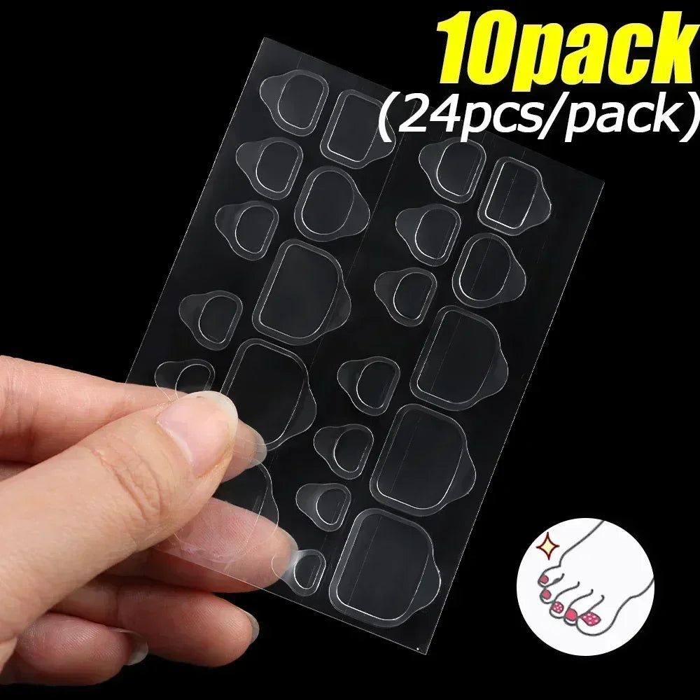 10-Pack Transparent Jelly Nail Tips Sticker with Double-Sided Gel Nail Glue for Press-On Nails