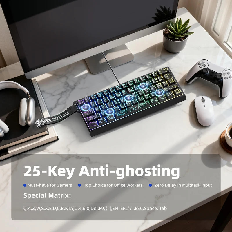 60% Wired Gaming Keyboard with RGB Backlighting & Gradient Keycaps for Windows, Laptops, and Tablets
