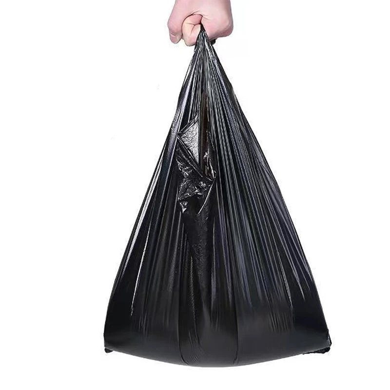 Disposable Trash Bags with Handles - Thickened Black Garbage Bags for Kitchen Toilet Office 100 Pack