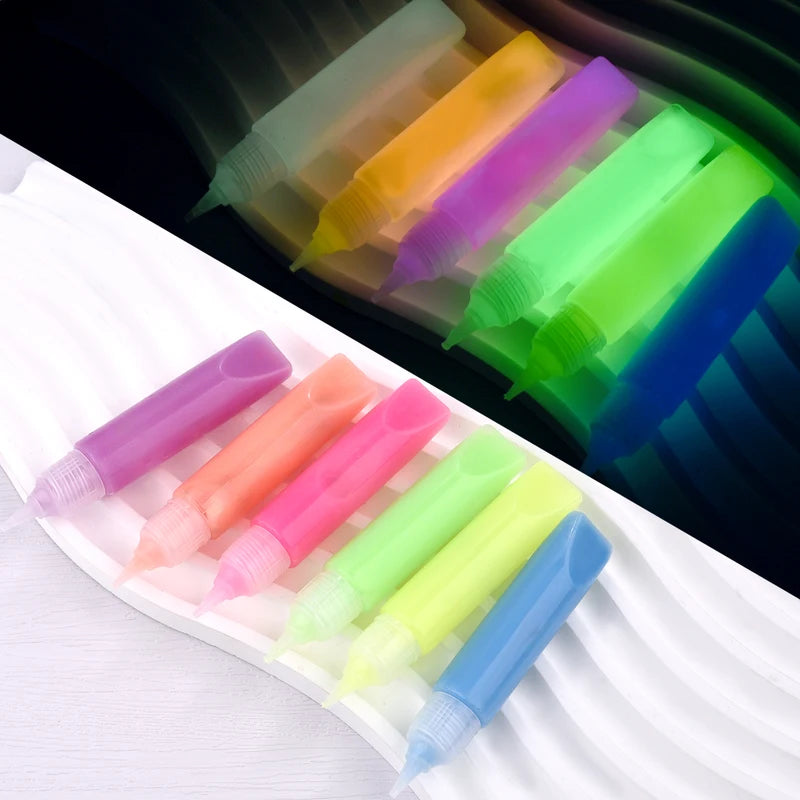Mini 6ml Fluorescent Acrylic Paint Set - Glow in Dark Watercolor for Art & Party