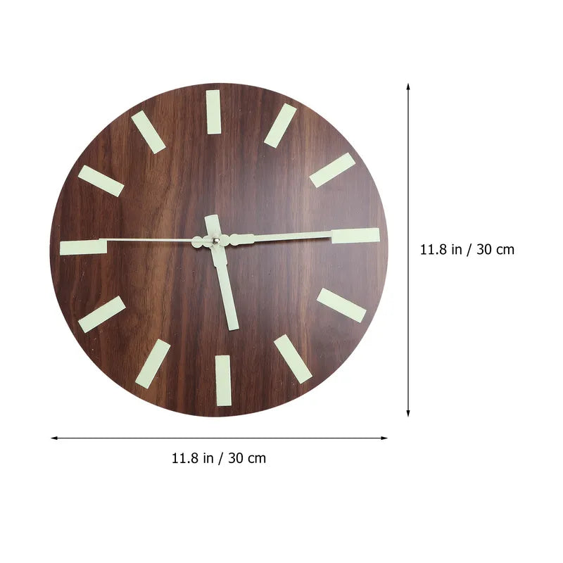 Wooden Wall Clock with Night Light - 12 Inch Eco Friendly Home Decor