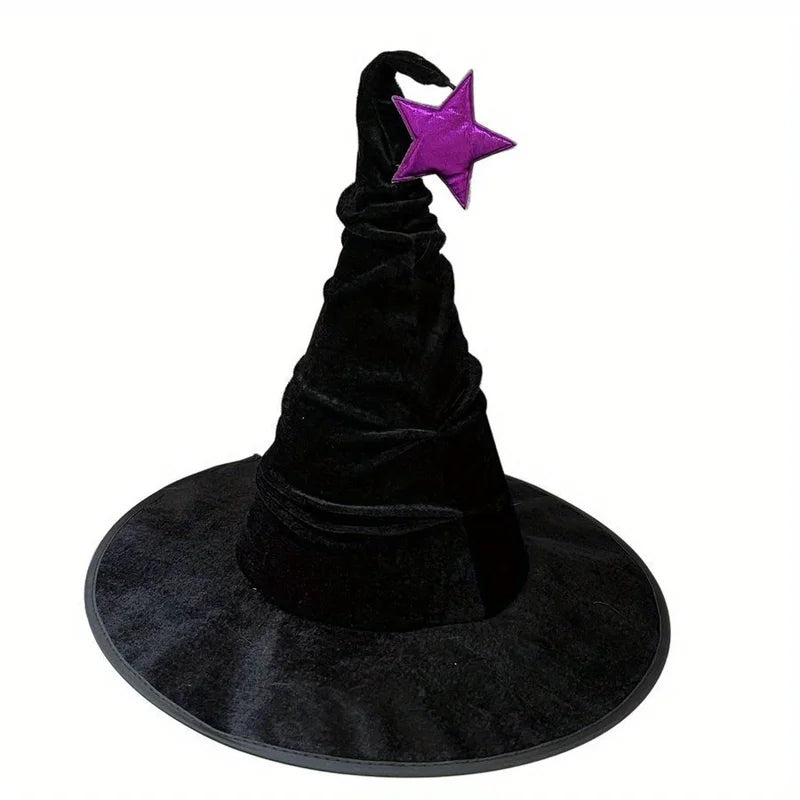 Halloween Witch Hat Costume Accessory in Velvet, Party Decor & Makeup