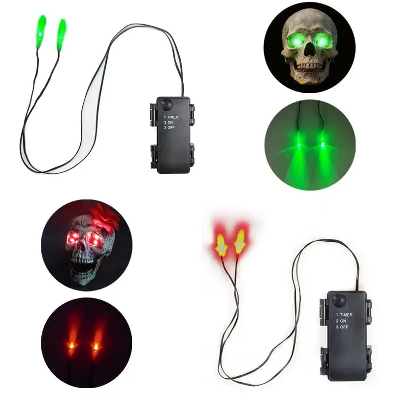 Halloween LED Glowing Eyes with Timer for Skeleton Pumpkins Masks Tombstones - Indoor Outdoor Horror Decor
