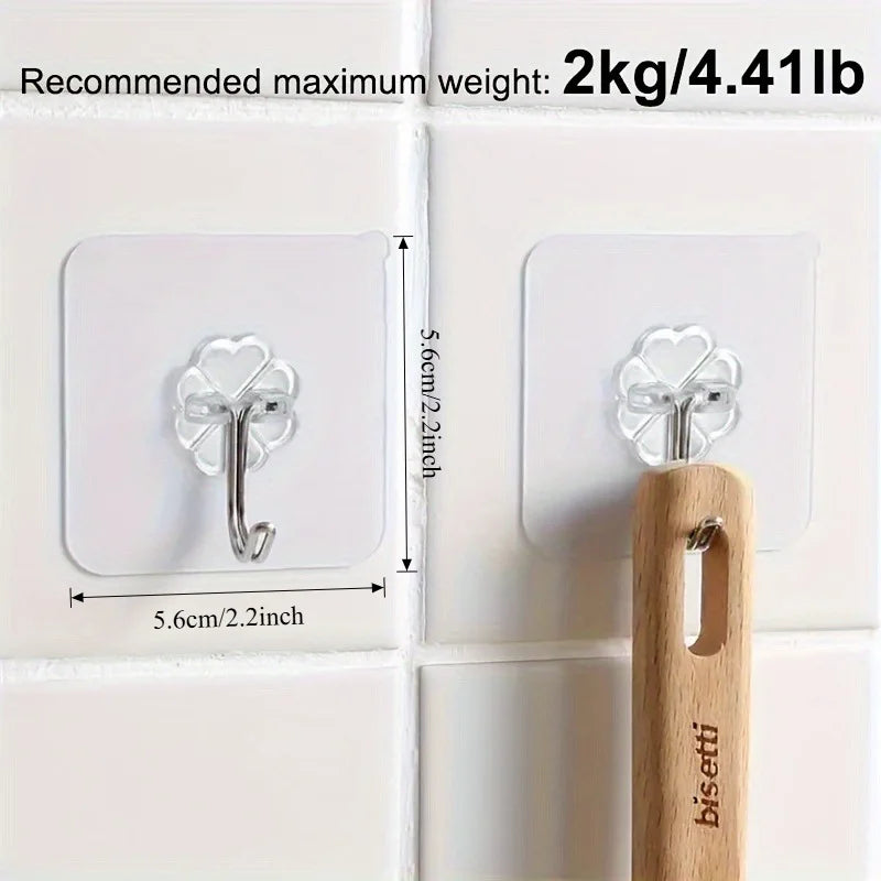 30 Pcs Transparent Self-Adhesive Wall Hooks for Kitchen Bathroom, Traceless Non-Slip Mounts