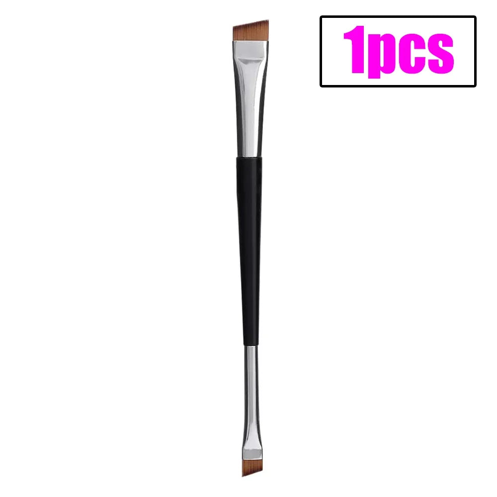 Double-Head Eyebrow & Eyeliner Makeup Brush Set - Angled Flat Head Tools