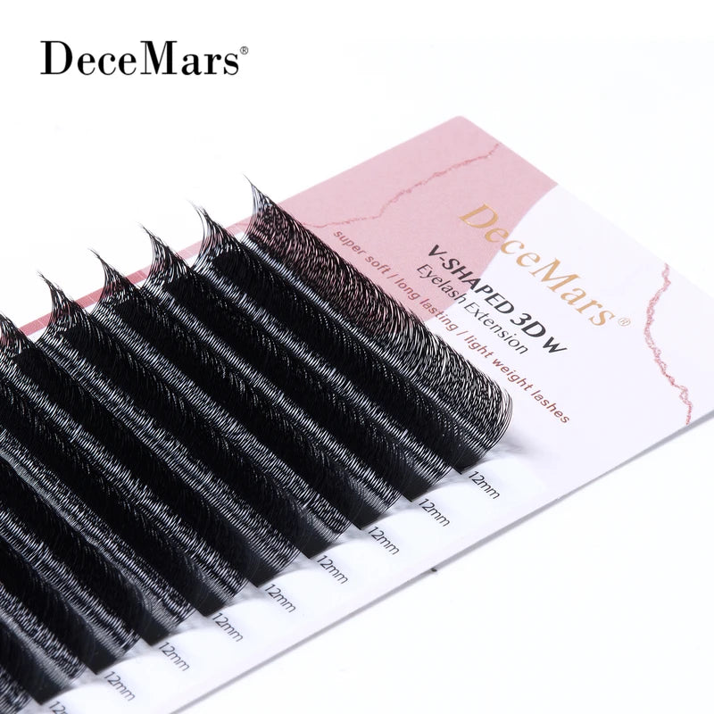 3D Eyelash Extension Tray - Matte Black V-Shaped Eyelash Fans 12 Rows