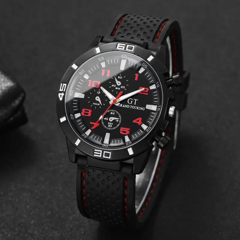 Men's Sport Silicone Band Quartz Watch with Arabic Dial - Waterproof, Multiple Colors