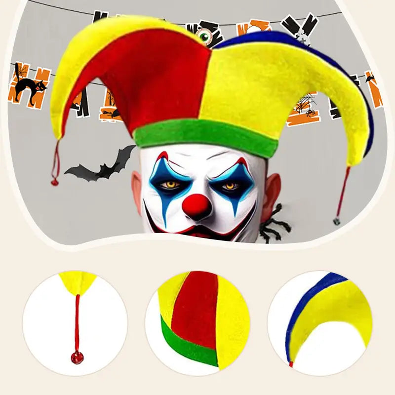 Multicolor Clown Hat for Parties Halloween Costume Accessory