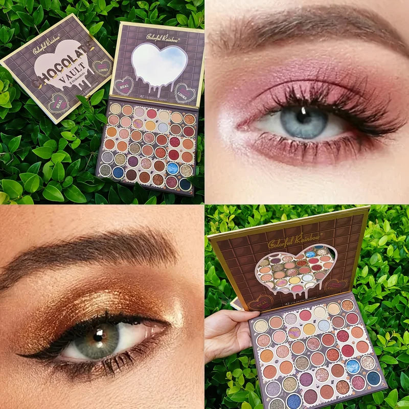 42 Shades Eyeshadow Palette - Matte, Glitter, Pearl Long-Lasting Makeup
