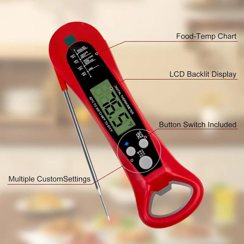 Instant Read Meat Thermometer for Cooking - Digital Food Thermometer with Backlight & Magnet