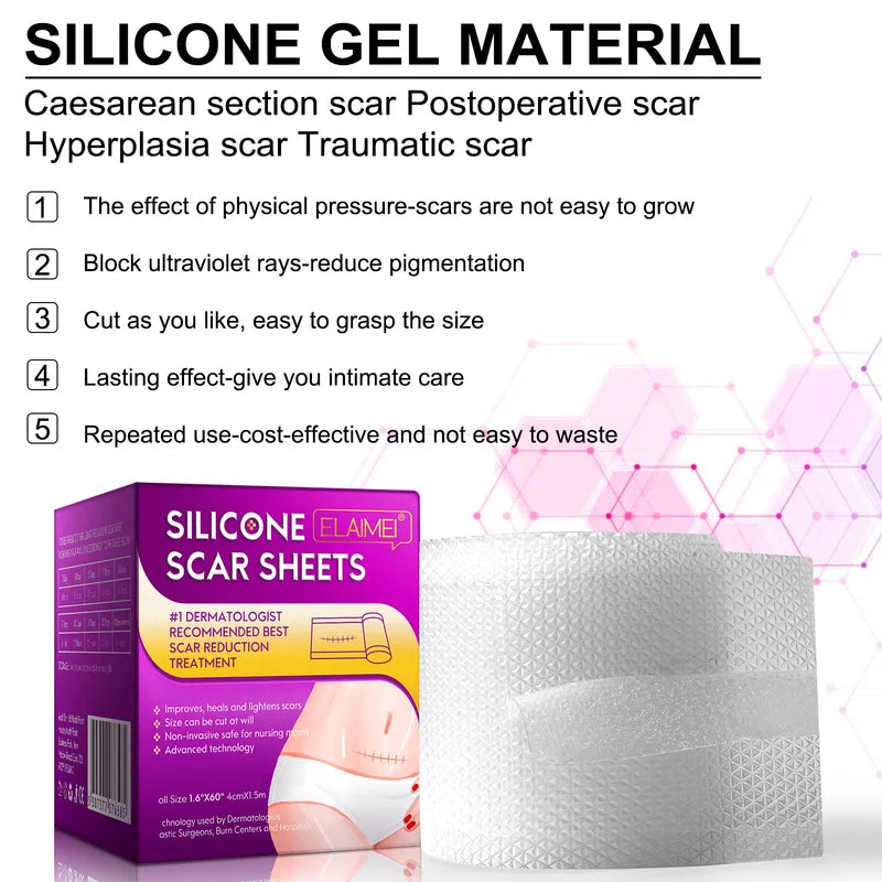 Silicone Scar Sheets Skin Repair Patch - Self-Adhesive Stretch Mark & Acne Scar Therapy