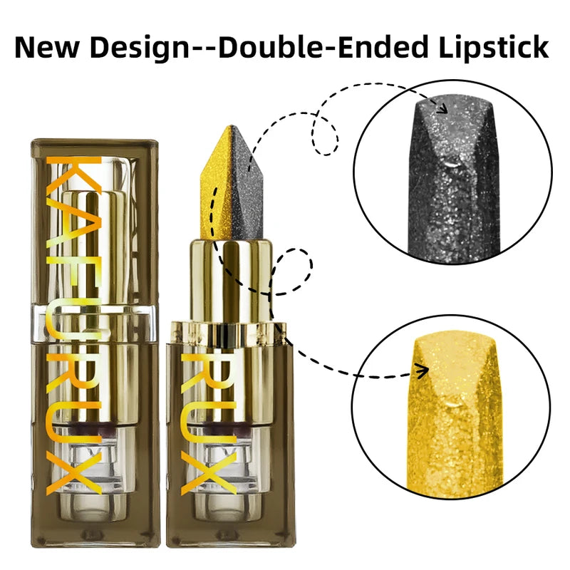 Metallic Finish Two-Tone Lipstick - Long-Lasting Hydrating Lip Tint for Women
