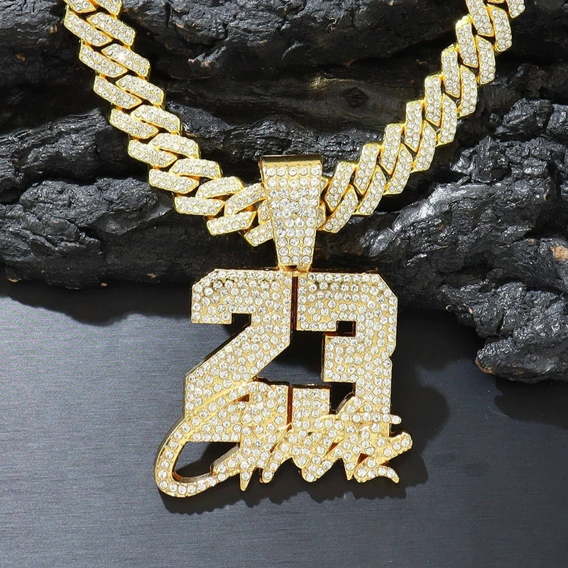 Fashion Men Hip Hop Pendant Necklace with 13mm Cuban Chain Jewelry US-23