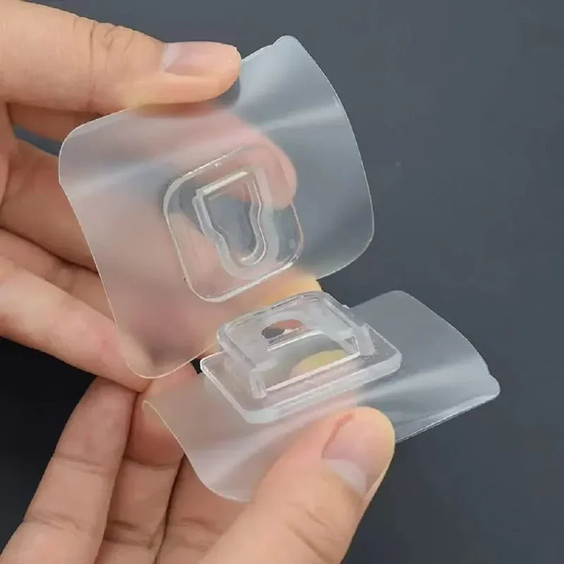 Double-Sided Adhesive Wall Hooks - Strong Transparent Traceless Kitchen & Bedroom Storage Holders