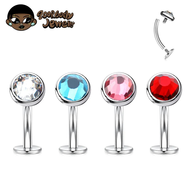 14G Titanium Belly Button Ring with Crystal Navel Piercing - Body Jewelry for Men Women